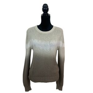 Splendid Women's S Ombre Dip-Dye Cotton Shaker Knit Crewneck Sweater Taupe